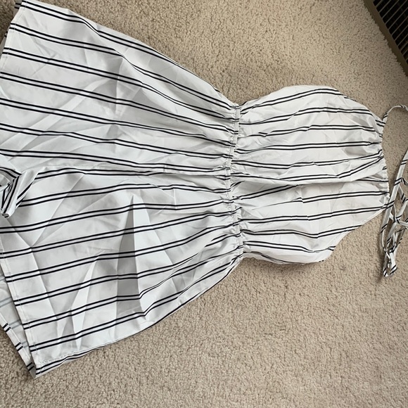 SHEIN | Pants & Jumpsuits | Black And White Striped Romper | Poshmark